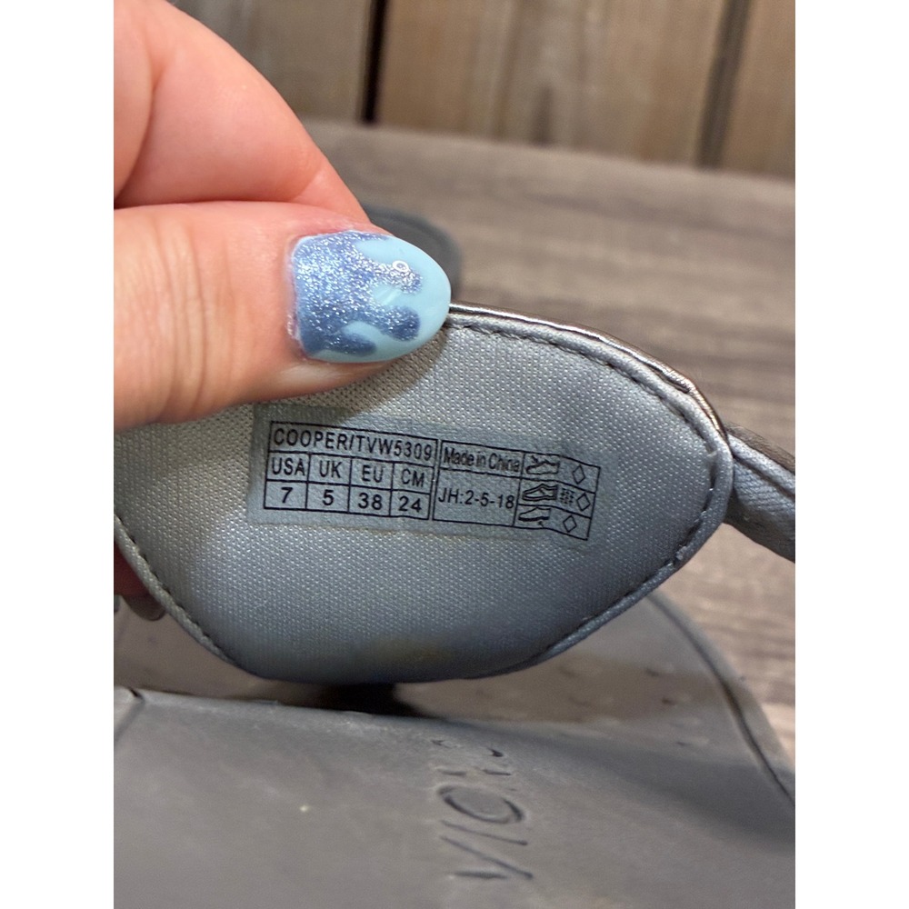 Vionic Cooper Metallic Pewter Platform Thong Sandals Womens 7 Orthotic Comfort - Picture 7 of 7
